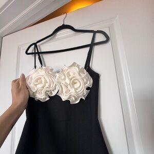 Elegant Black and White Floral Dress